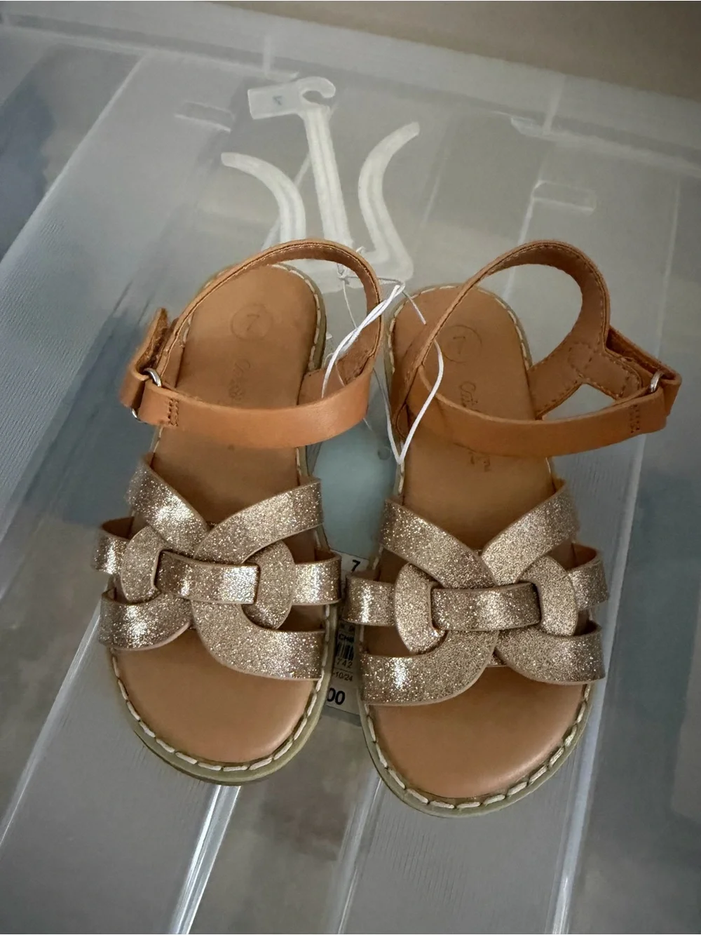 Cat & Jack Girls' Rose Gold Glitter Braided Sandals